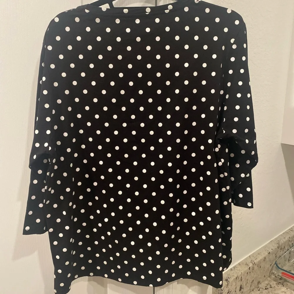 Vecceli Italy Black and White Polka Dot Top with Red Heart size XL - Picture 4 of 6